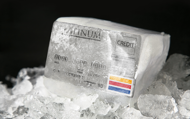 frozen block of credit cards